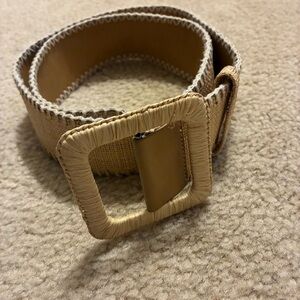 Elie Tahari Woven Wide Belt Beige